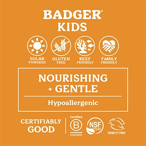 Badger Kids Sunscreen Stick SPF 35 with Mineral Zinc Oxide, Travel Size Sunscreen Stick for Kids, 97% Organic Ingredients, Reef Friendly, Broad Spectrum, Water Resistant, .65 oz