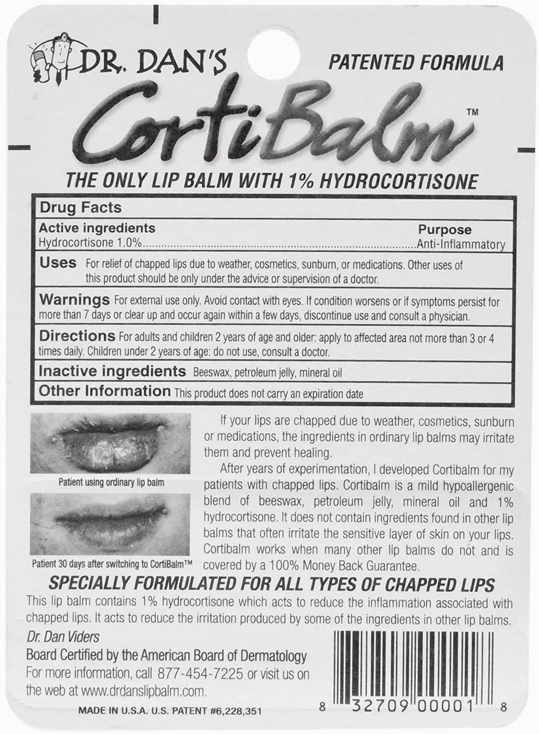 Dr. Dans CortiBalm Lip Balm Patented Formula, 1 COUNT