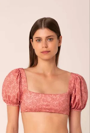 Puff sleeve bikini top