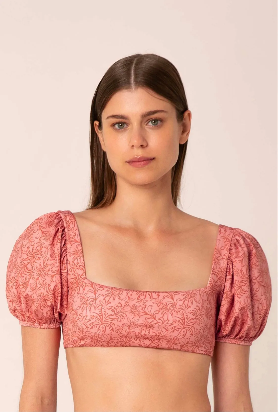 Puff sleeve bikini top